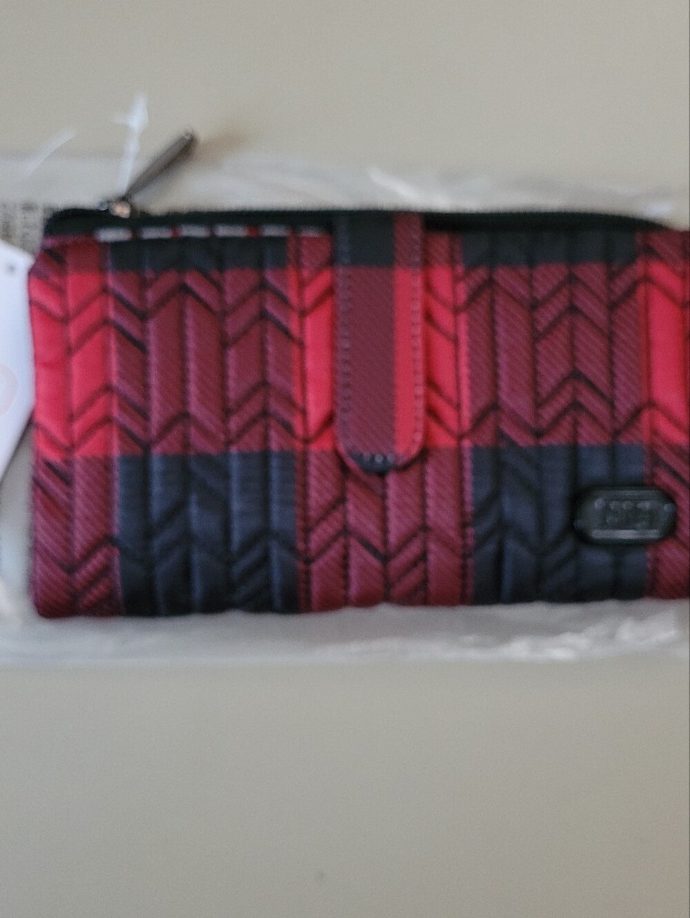NWT - Lug Quilted Red and Black Women's Wallet.